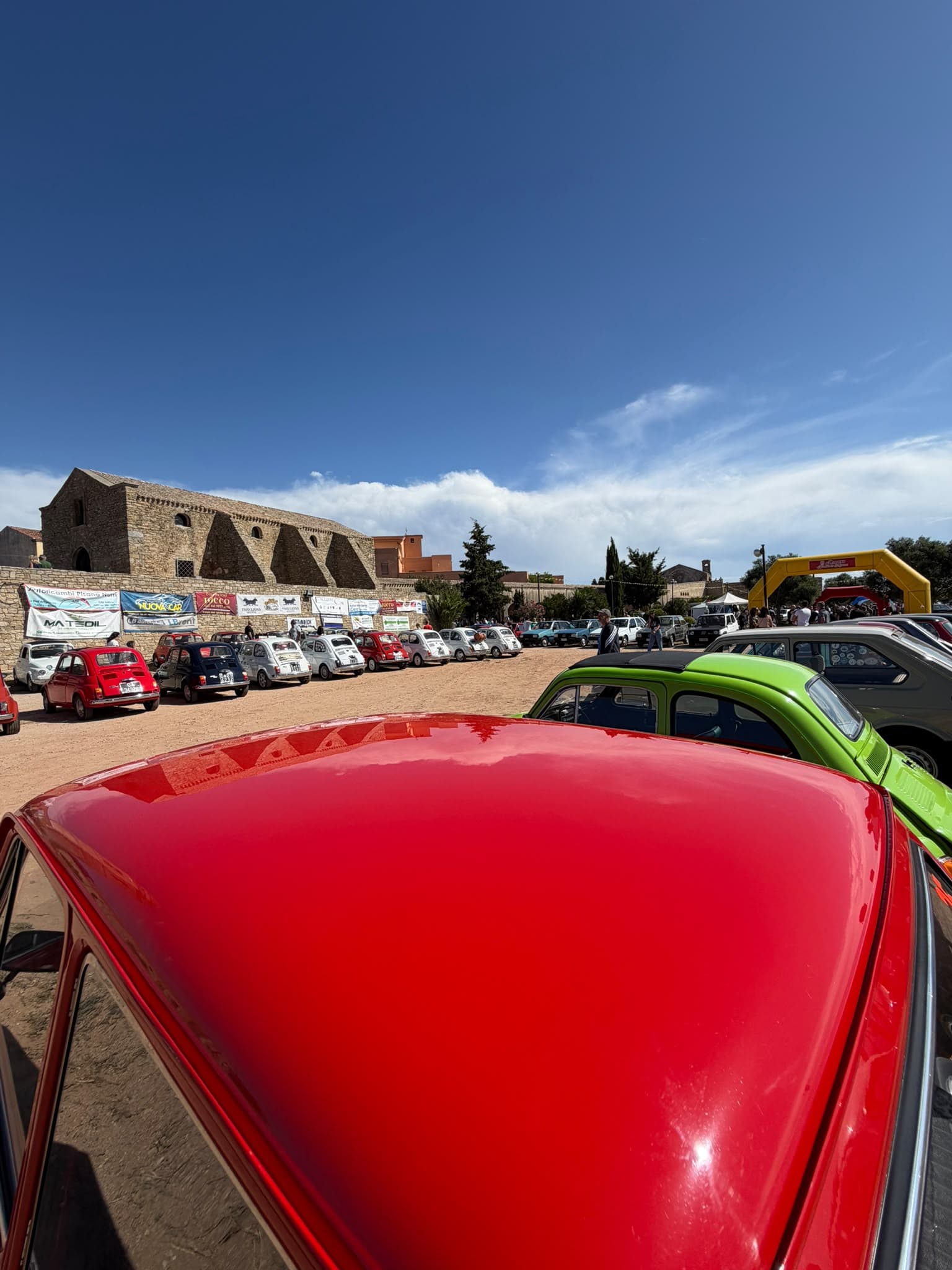 Wide view of the classic car exhibition in Mandas